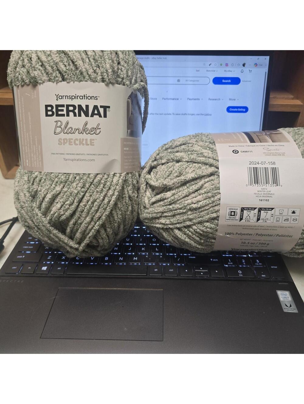 2 pack Bernat Blanket Speckle Yarn "Winter Leaf"